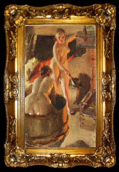 framed  Anders Zorn Girls from Dalarna in the sauna, ta009-2